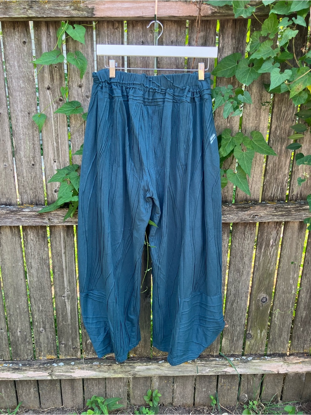 Wide Leg Pleated Palazzo Pants in Teal - Picture 2 of 5